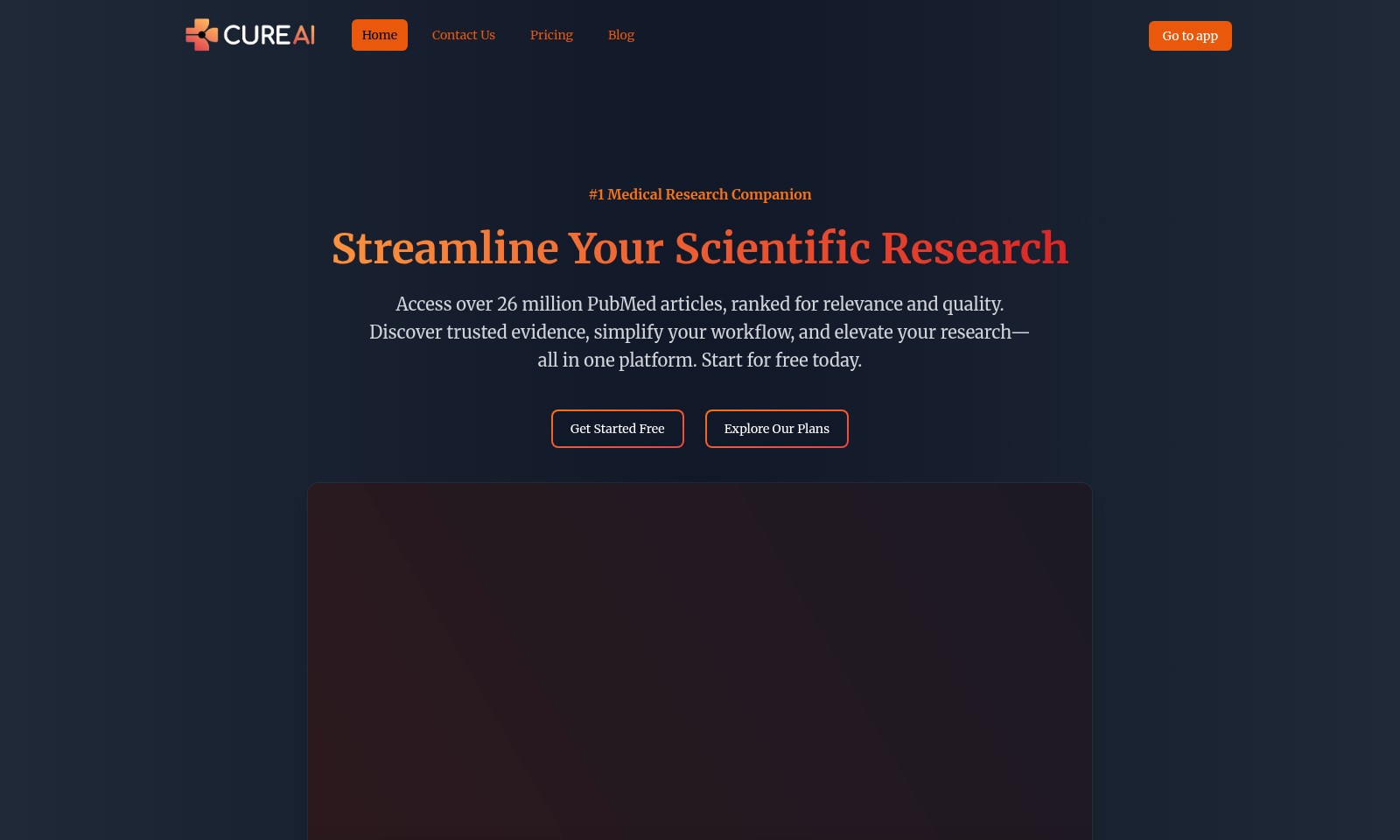 Cure AI Cure AI - Cure AI ofrece acceso a artículos de PubMed, eleva