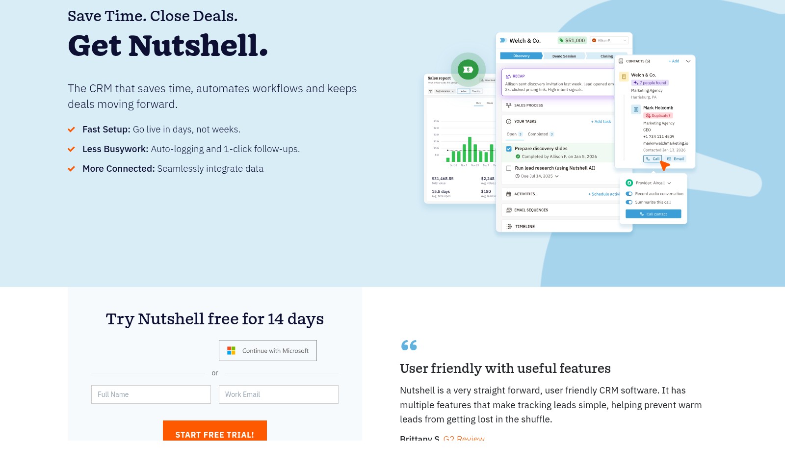 Nutshell Nutshell - Nutshell é uma solução de CRM eficiente projetada