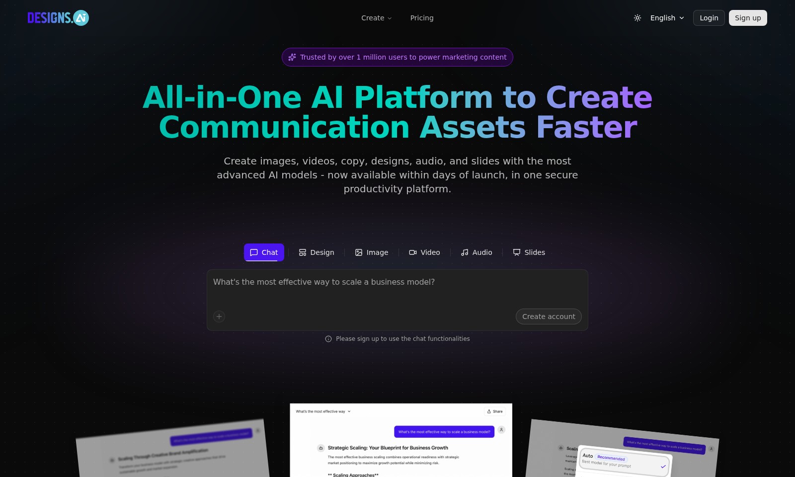 Designs AI Designs AI - Designs.ai bietet eine All-in-One-AI-Plattform zum