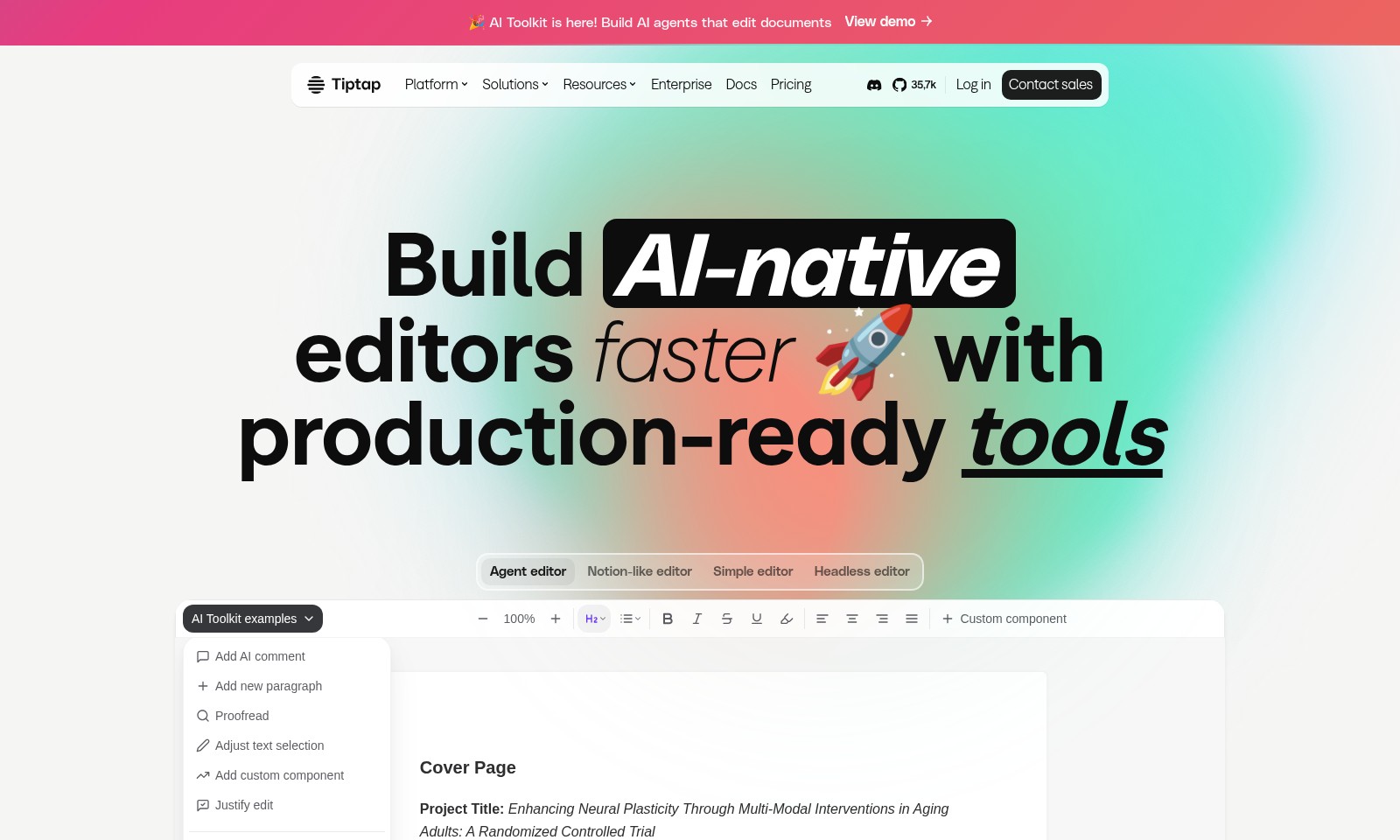 Tiptap Tiptap - Tiptap propose un kit d'outils IA pour créer des a