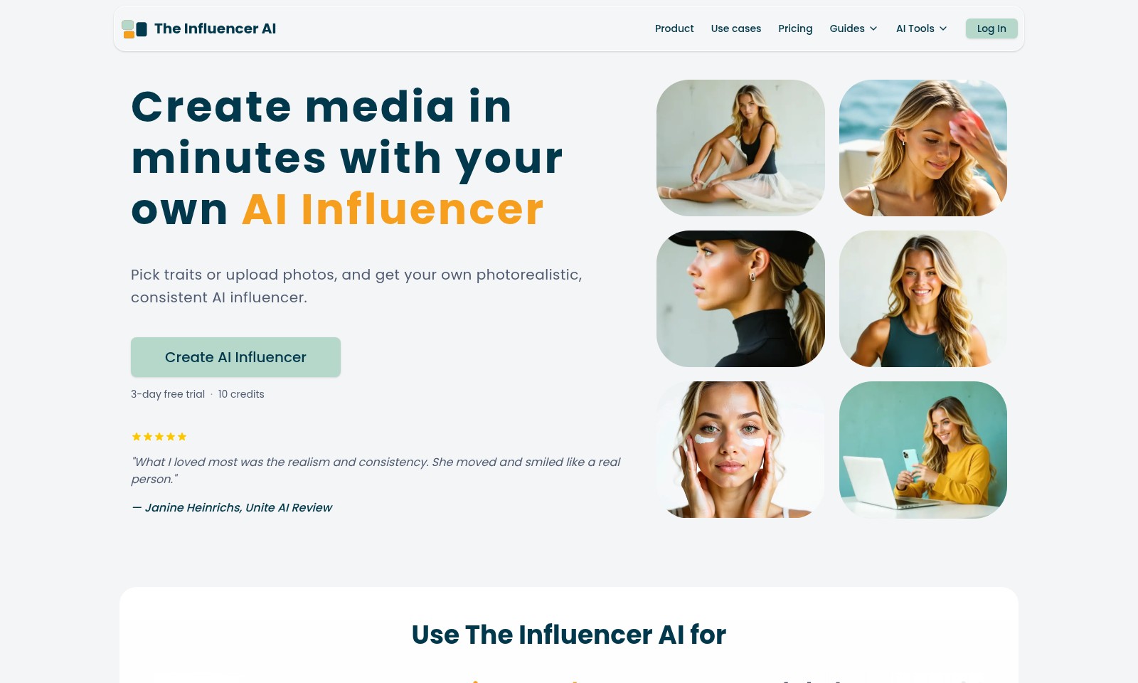 The Influencer AI The Influencer AI - L'IA d'influenceur permet aux utilisateurs de crée