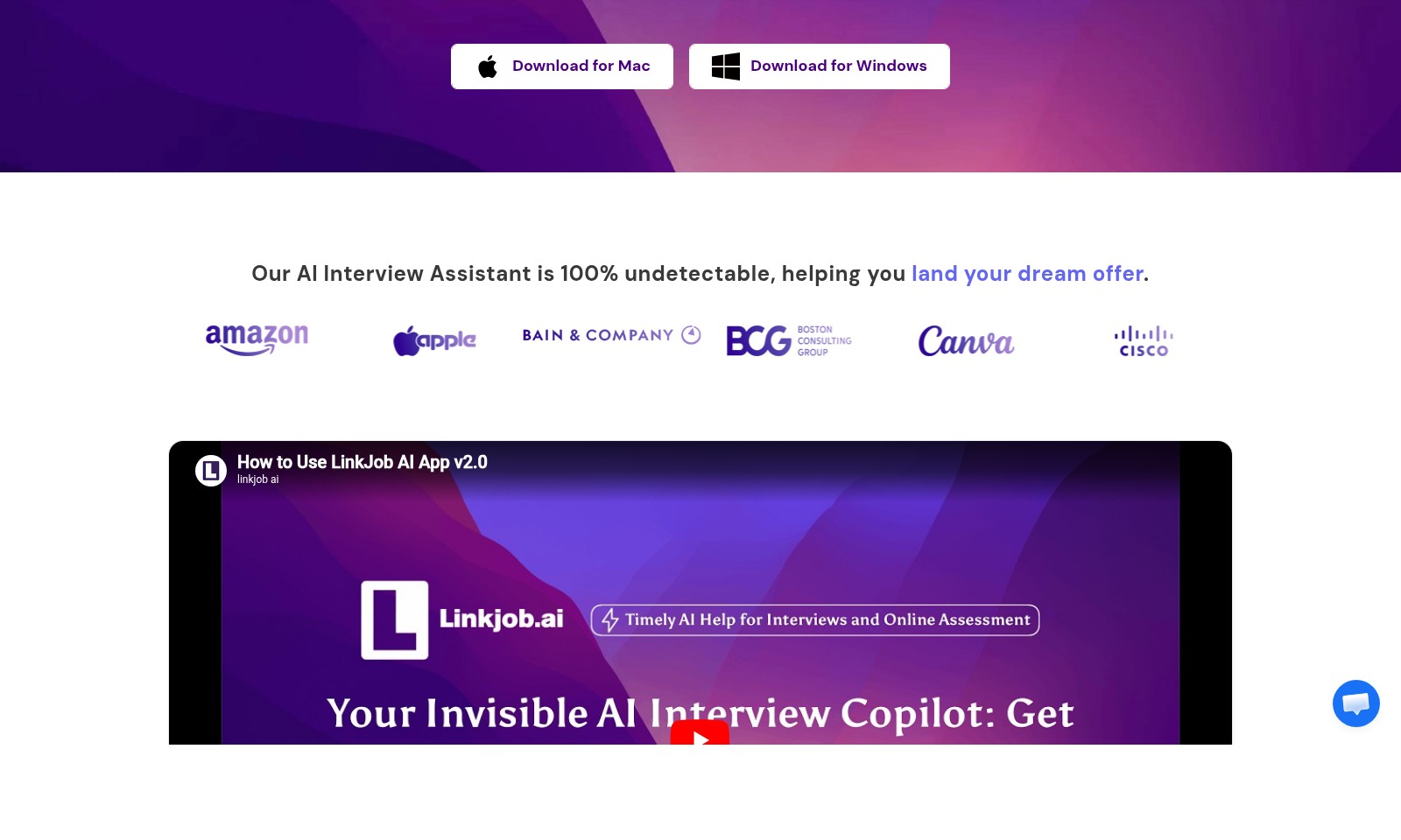 LinkJob AI LinkJob AI - Nosso Copiloto de Entrevista de IA oferece suporte