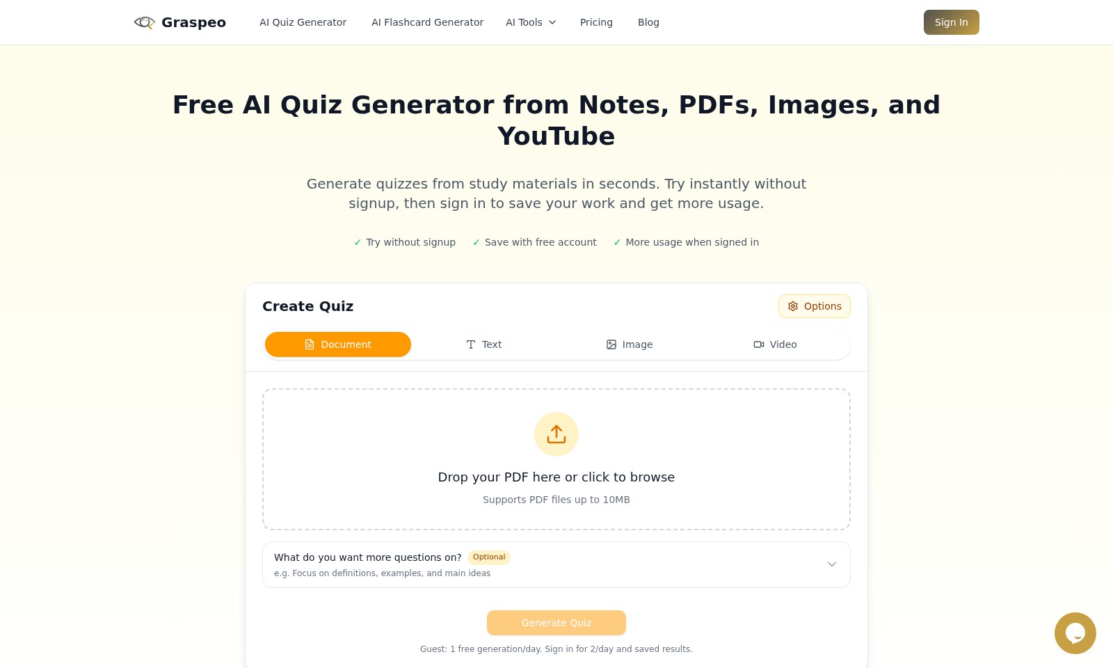 ai quiz maker from pdf ai quiz maker from pdf - Graspeo propose des outils d'IA pour créer des qui