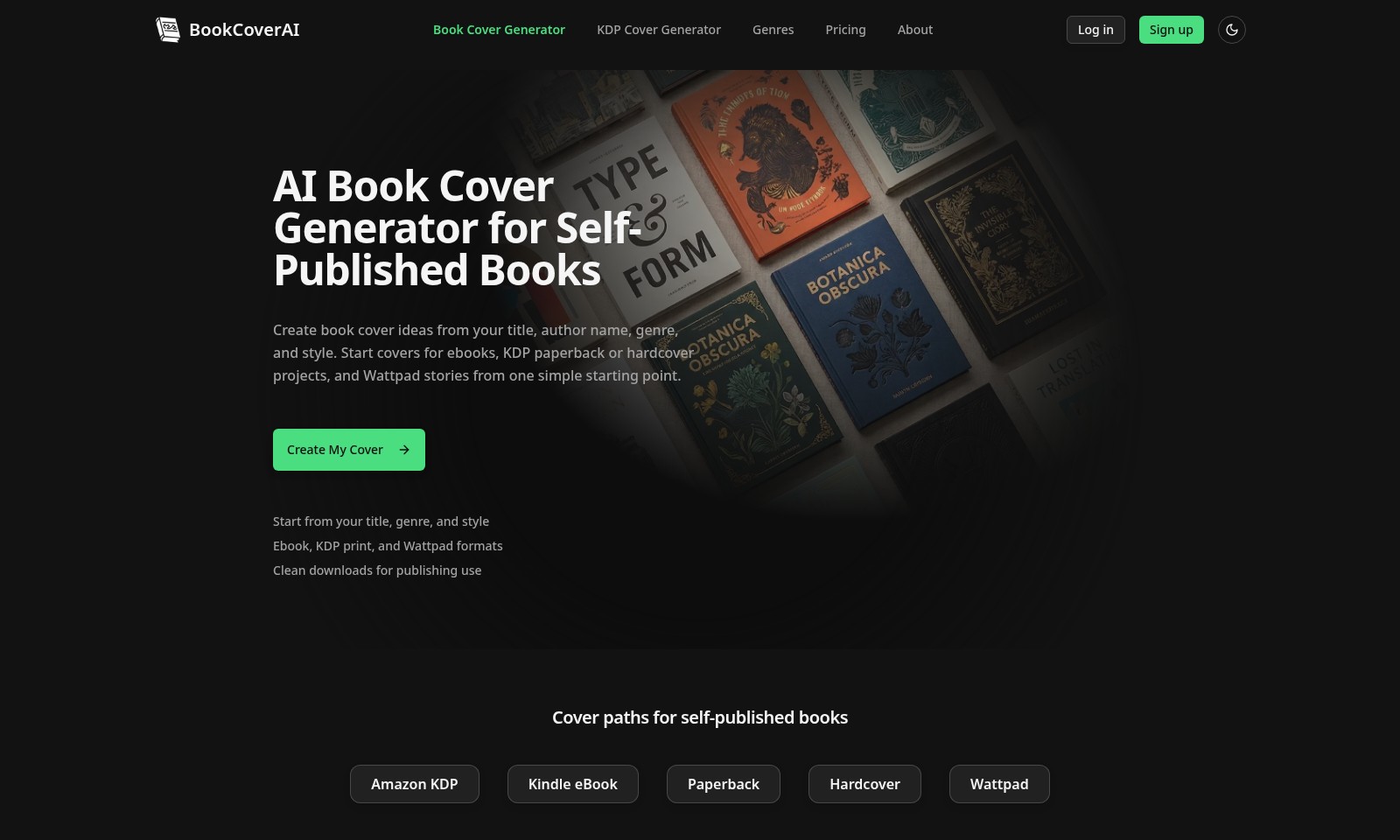 AI Book Cover Generator AI Book Cover Generator - BookCoverAI permet aux auteurs de générer des couv