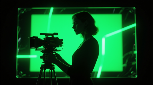 Cinematic film still with neon lighting