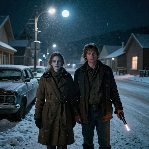 Snowbound Mountain Town — zombie couple video example