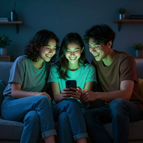 Casual users sharing AI belly inflation prank with friends