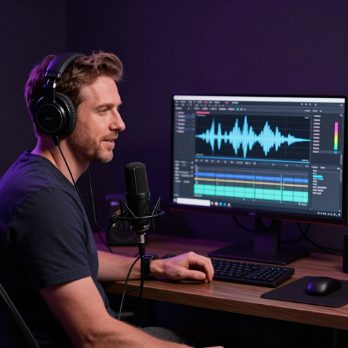 Podcast episode cut down to a teaser on a multi-track timeline
