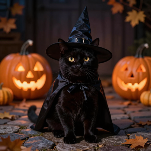 A cat in a pointed hat