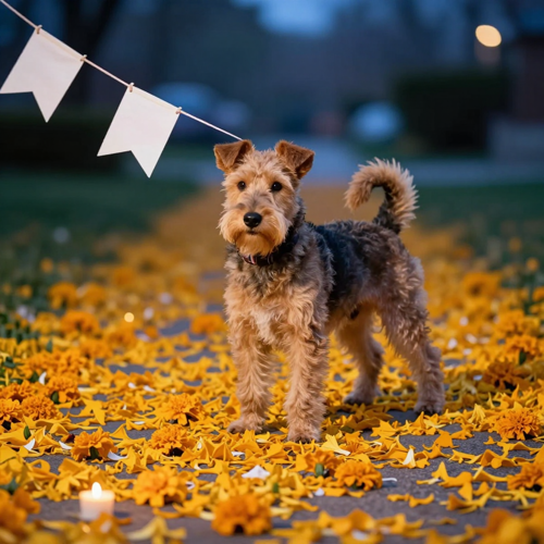 Small Terrier Waiting Where The Path Ends