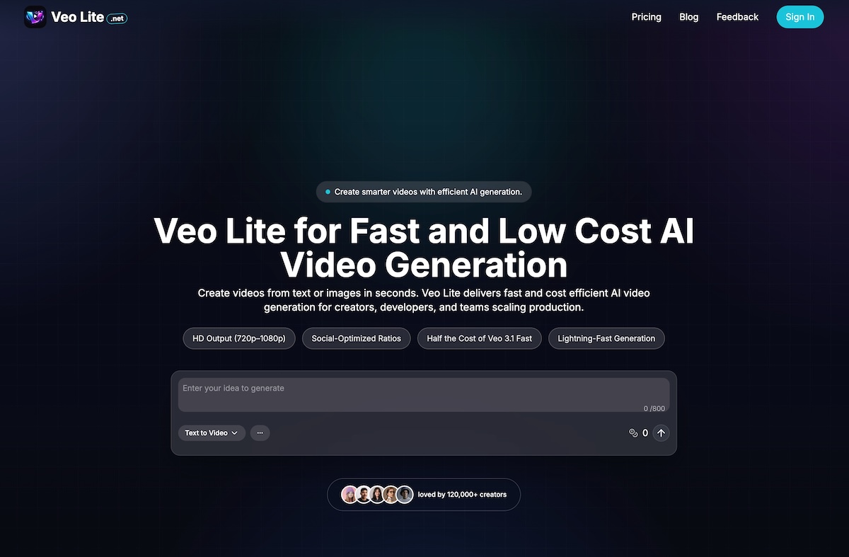 Veo 3.1 Lite AI Video Generator for Fast and Low Cost Video Creation.